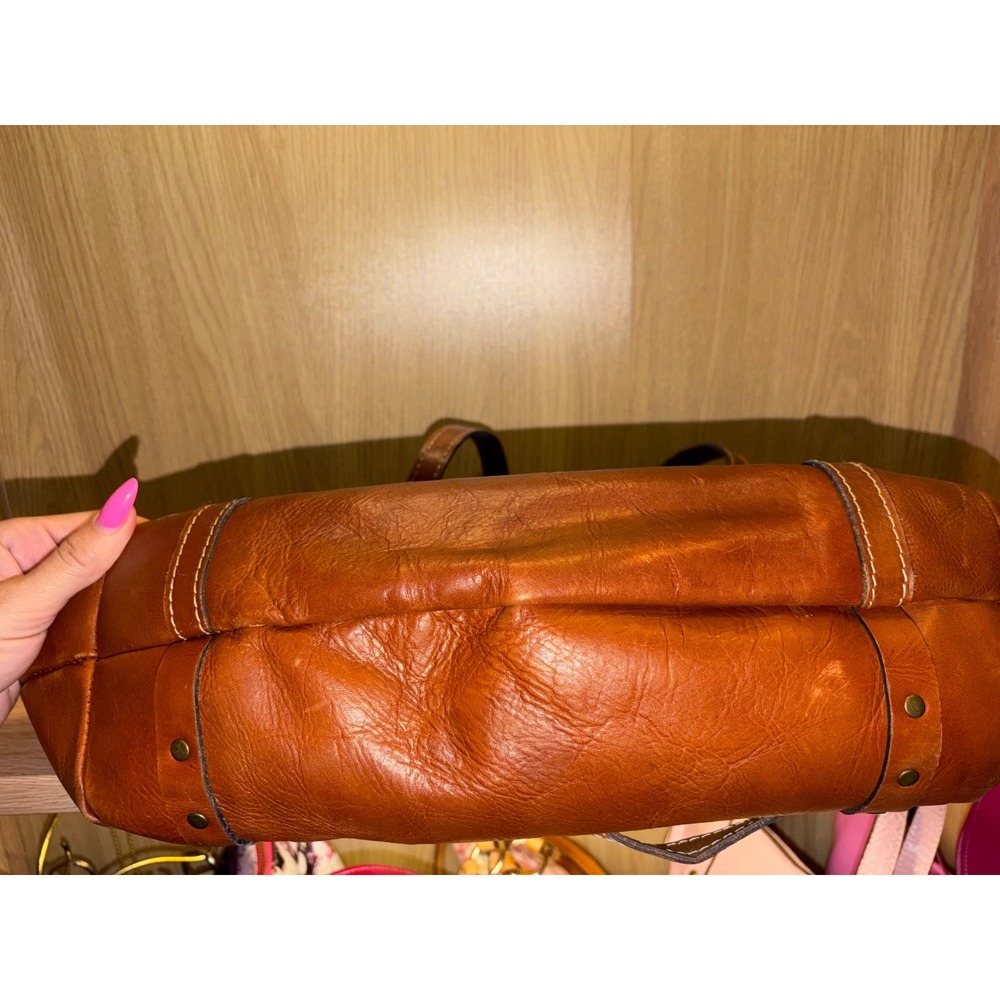 Patricia Nash Brown Leather Classic Studded Double Handle Tote Bag - Picture 4 of 9